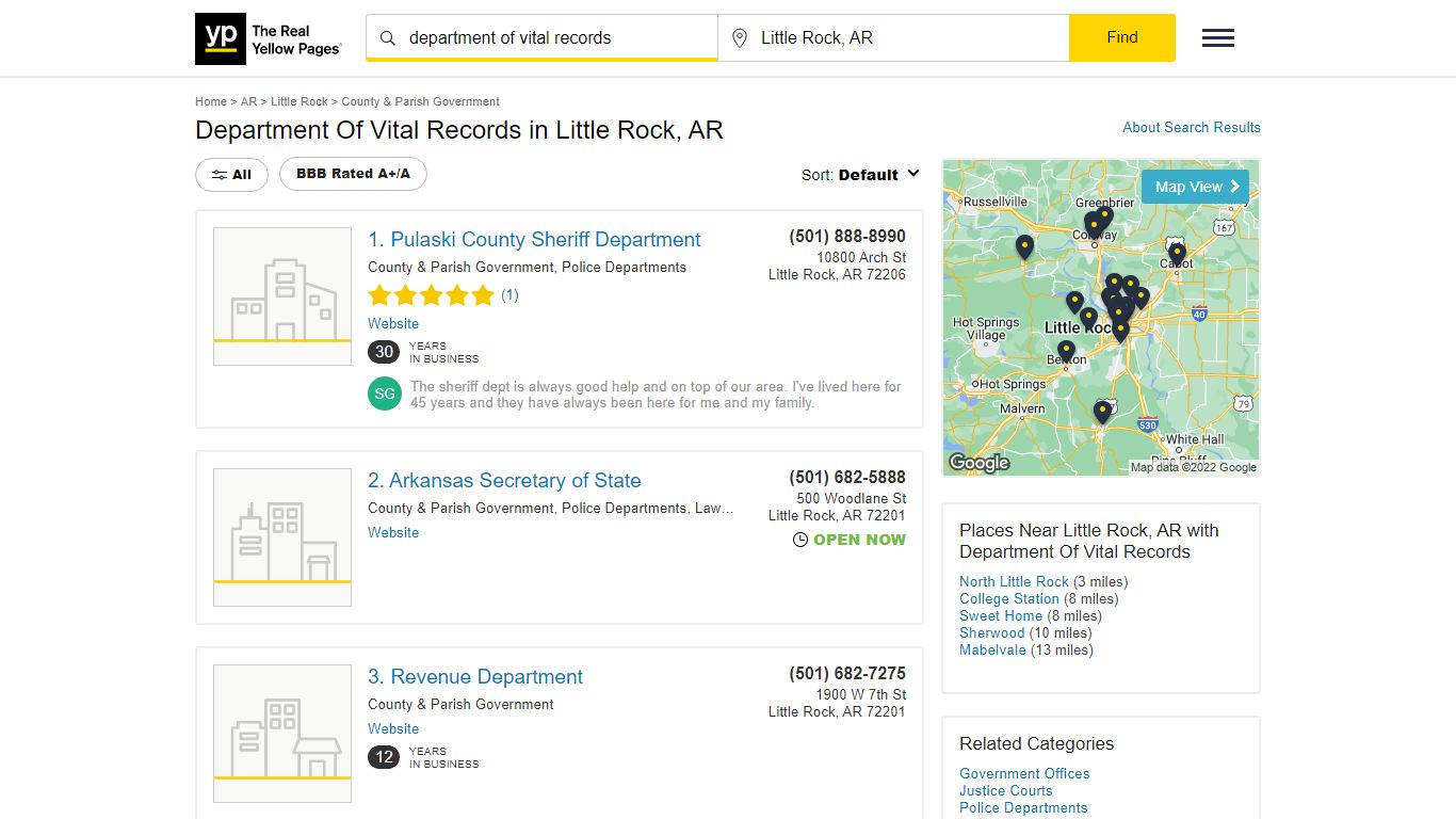 Department Of Vital Records in Little Rock, AR - Yellow Pages